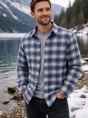 L.L. Bean Blue and White Plaid Shirt